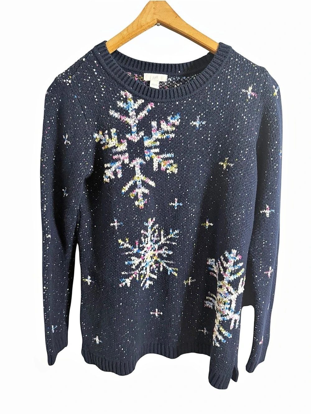 J.Jill Embroidered Snowflake Sweater Snowflake Crewneck Sweater XS